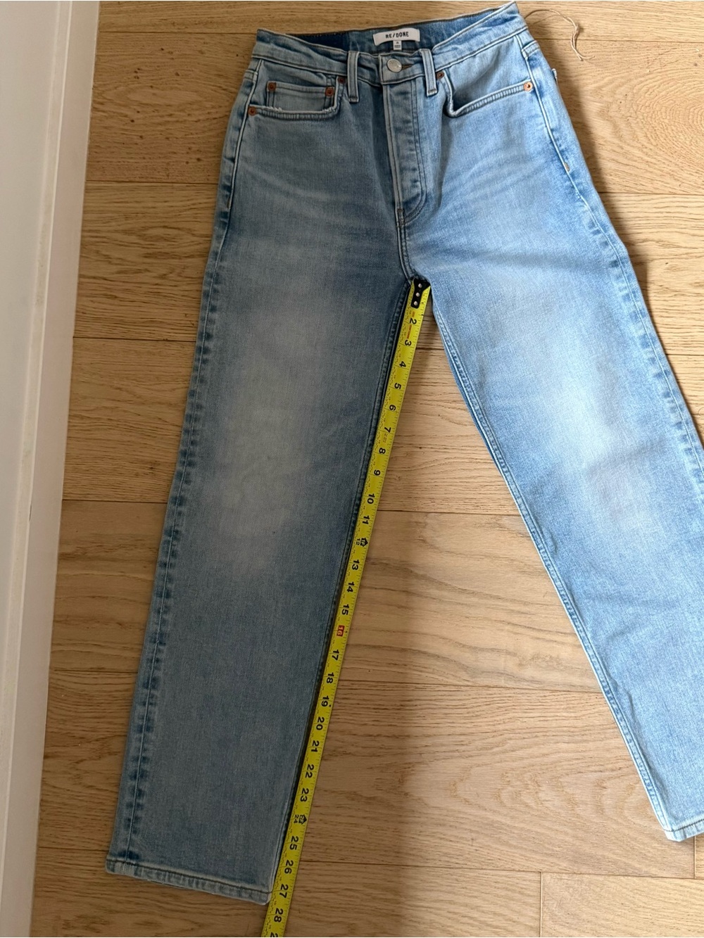 Re/Done High Rise 70s Stove Pipe Denim Light Blue Straight Leg Jeans Size 26